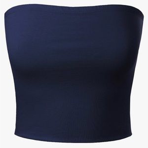 Cute Trendy Navy Blue Tube Top Crop
